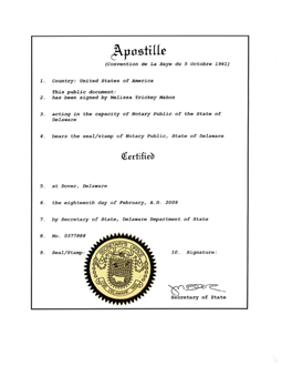 Delaware Apostille Service Order Form - Delaware Business Incorporators, Inc.
