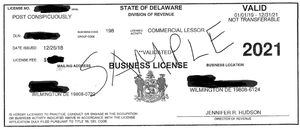 Delaware Business License Service Order Form - Delaware Business Incorporators, Inc.