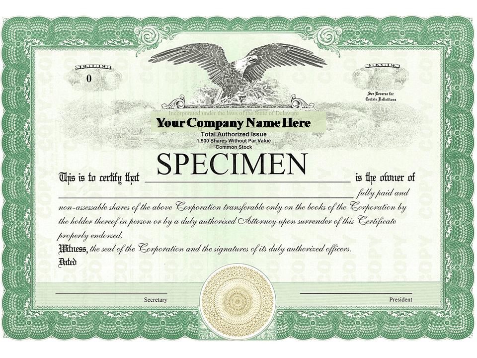 LLC Membership Certificates or Corporation Stock Certificates Order Form - Delaware Business Incorporators, Inc.