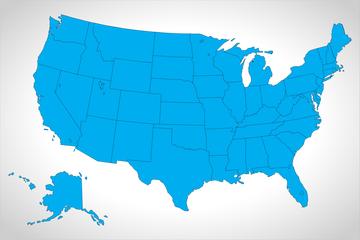 Blue map of the United States